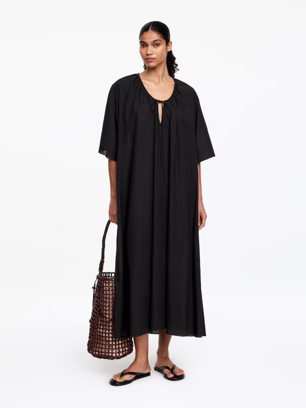 Arket Beach Dress Black Caftan Coverup